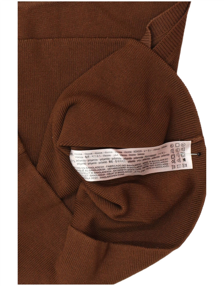 Zara Damen Ärmelloses Crop Top UK 12 Mittelbraune Viskose