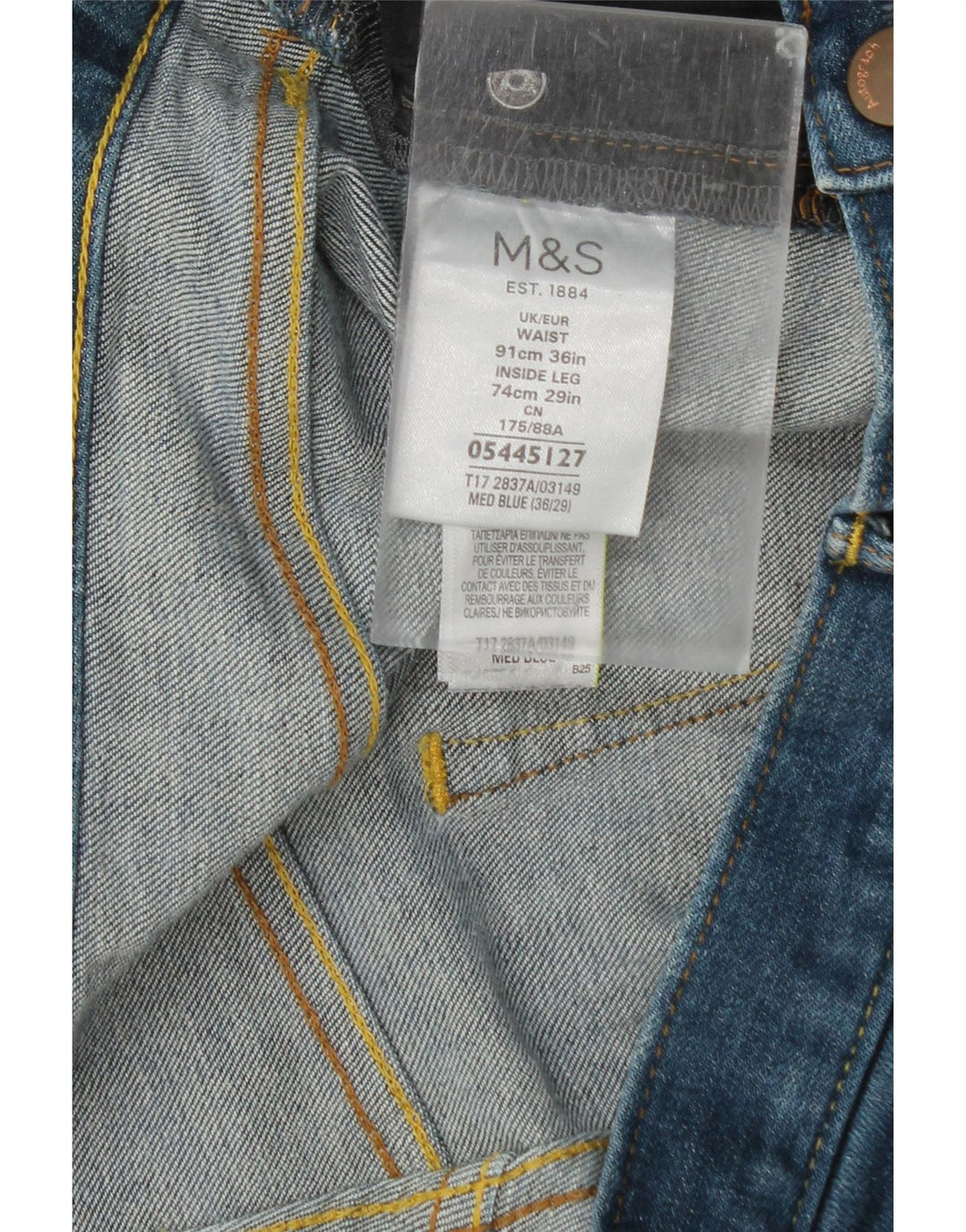 Marks & Spencer Herren Autograph Straight Jeans W36 L27 Blaue Baumwolle