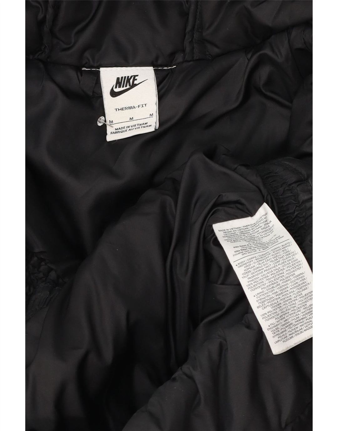Nike Herren Therma-Fit Hooded Wattierte Jacke UK 38 Medium Schwarz Polyester
