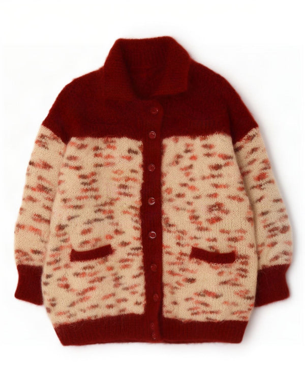 Vintage Damen Cardigan Pullover UK 20 2XL Rot meliert