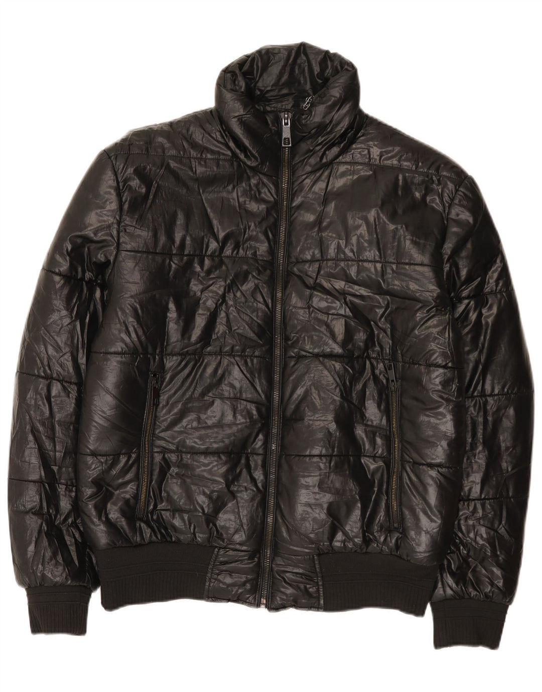 Zara Herren Wattierte Jacke UK 40 Large Schwarz Polyester