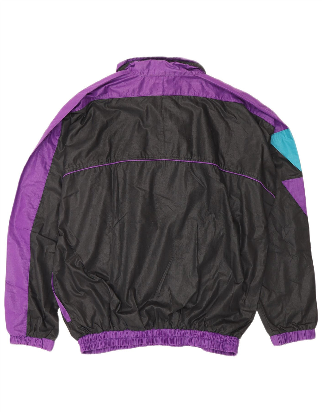 Vintage Damen-Trainingsanzug mit Grafik, UK 20 2XL, schwarzes Farbblock-Polyester