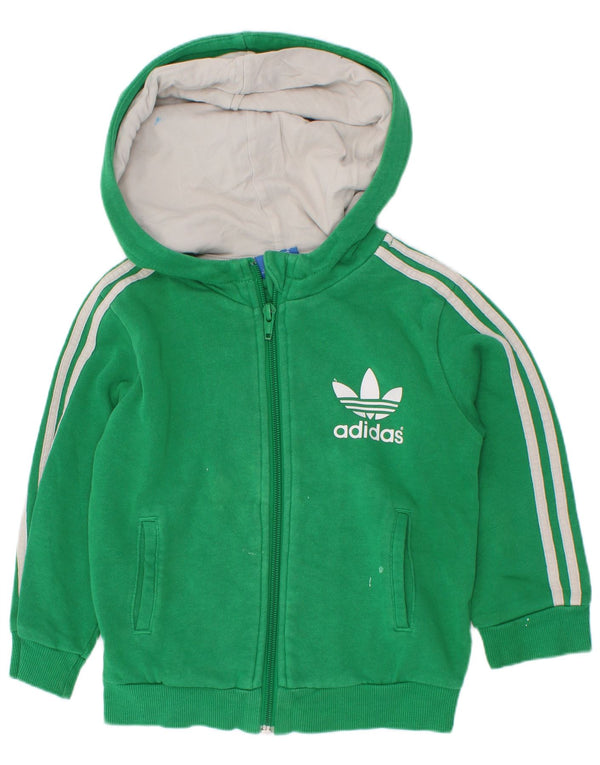 Adidas Baby-Jungen-Kapuzenpullover mit grafischem Reißverschluss, 18–24 Monate, grüne Baumwolle