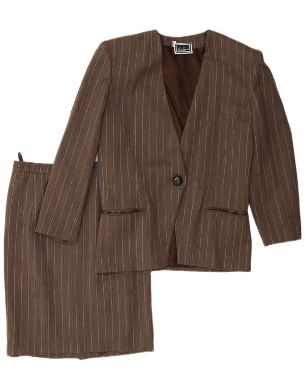 Luisa Spagnoli Damen 2-teiliges Rockset IT 44 Medium W26 Brauner Nadelstreifen