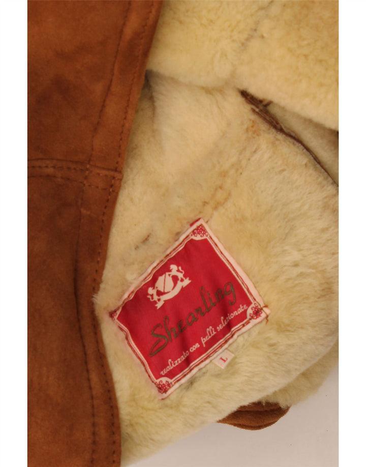 Vintage Herren Shearling Jacke UK 40 Großes braunes Shearling