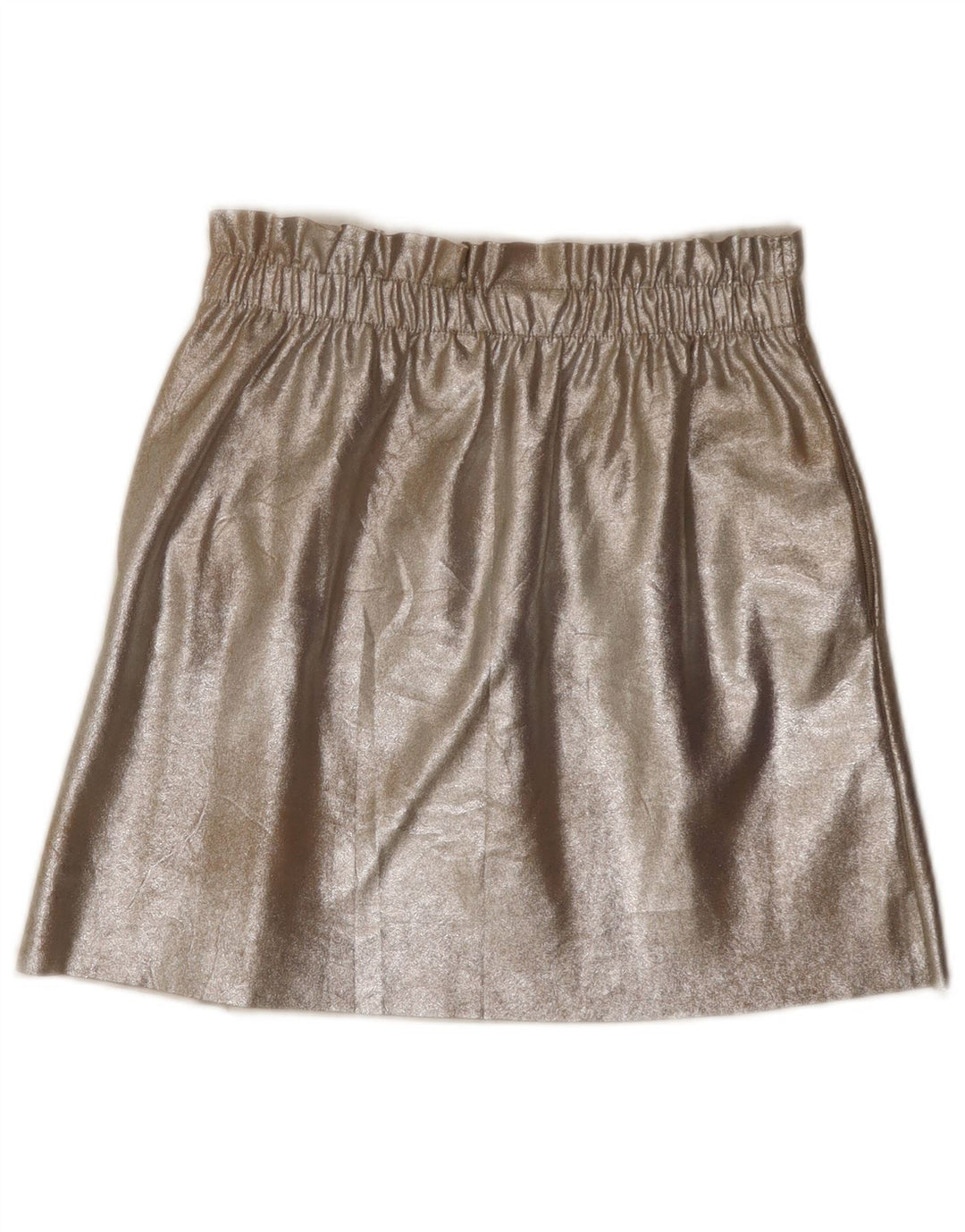 ZARA Damen Minirock Medium W26 Gold Polyurethan