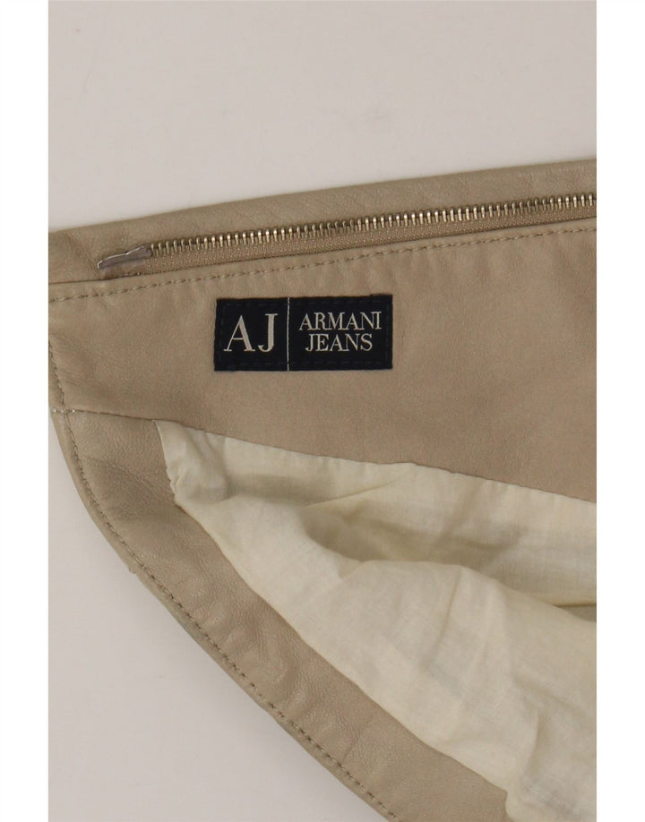 ARMANI JEANS Damen Crop Lederjacke UK 12 Medium Beige Leder