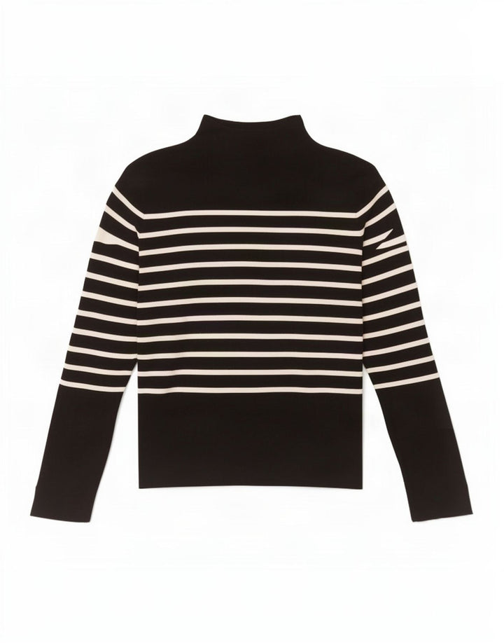 Zara Damen Top Langarm UK 14 Großes schwarz gestreiftes Polyamid
