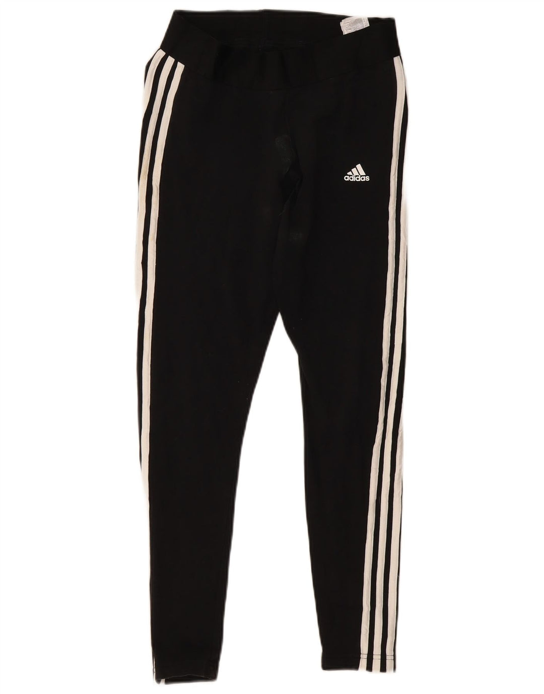 Adidas Damen Leggings UK 12/14 Medium Schwarz Gestreifte Baumwolle