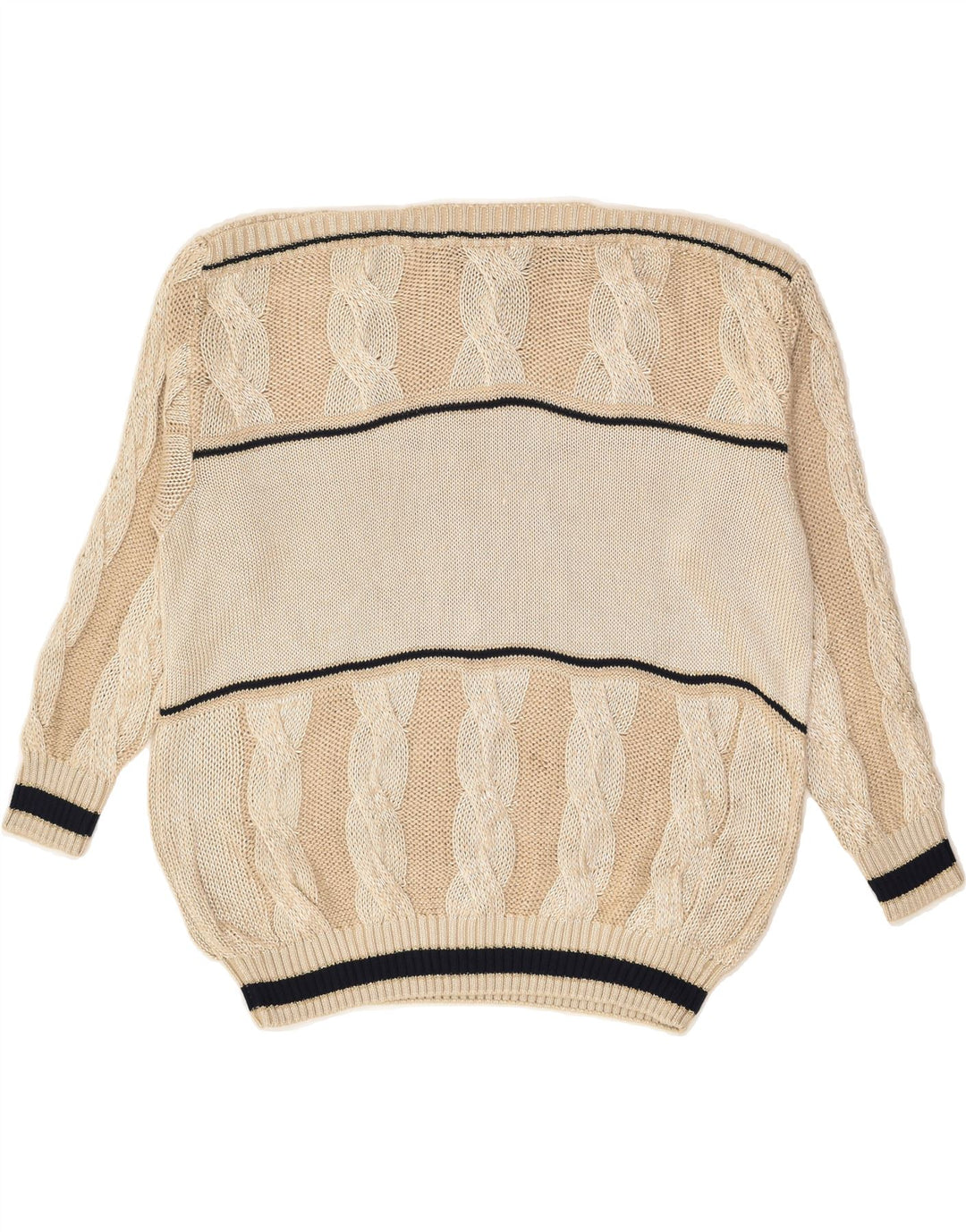 VINTAGE Womens Graphic Crew Neck Jumper Sweater EU 44 XL Beige Colourblock | Vintage Vintage | Thrift | Second-Hand Vintage | Used Clothing | Messina Hembry 
