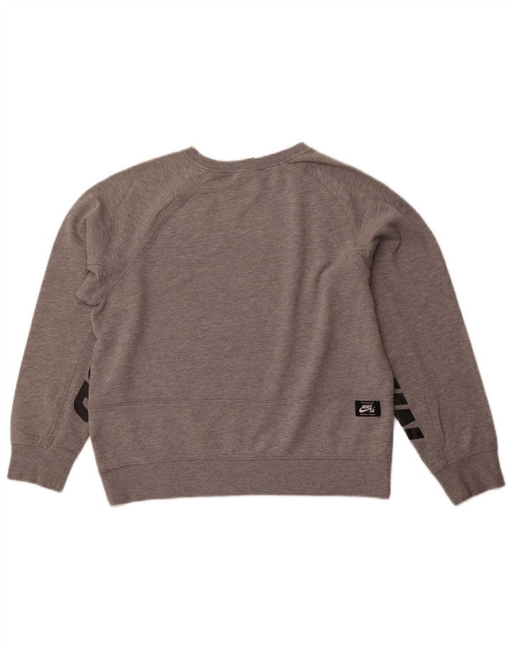 Nike Mädchen-Sweatshirt mit lockerer Passform und Grafik, 13–14 Jahre, XL, graue Baumwolle