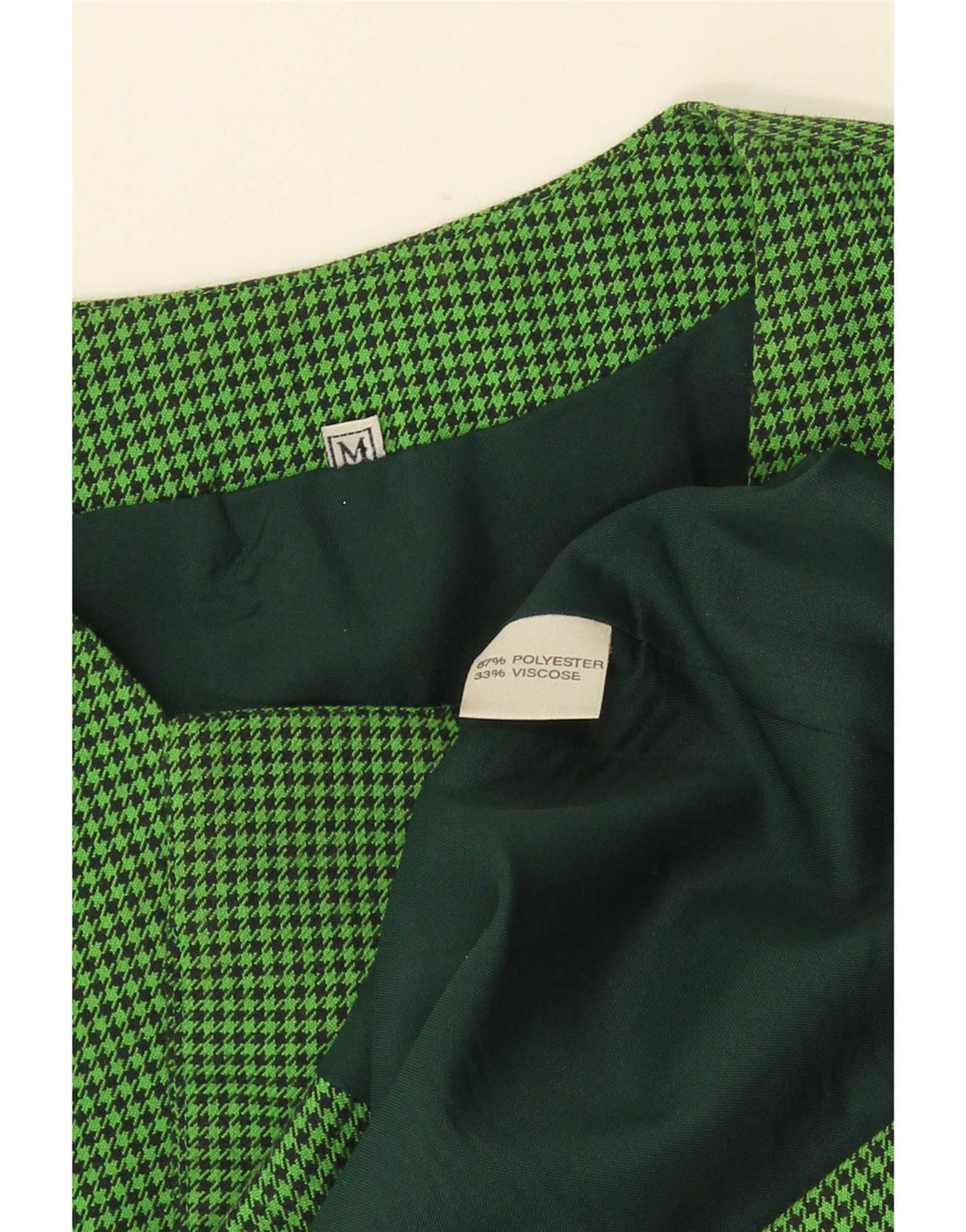 Vintage Damen Ärmellose Blazerjacke UK 12 Mittelgrüner Hahnentrittmuster