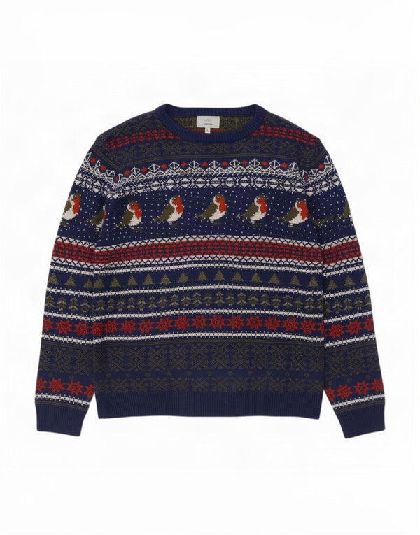 Marks & Spencer Herren-Pullover mit U-Boot-Ausschnitt, XL, Marineblau, Fair Isle