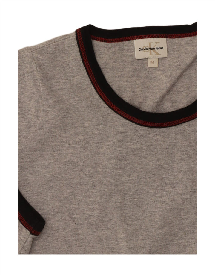 CALVIN KLEIN JEANS Womens T-Shirt Top UK 14 Medium Grey Flecked