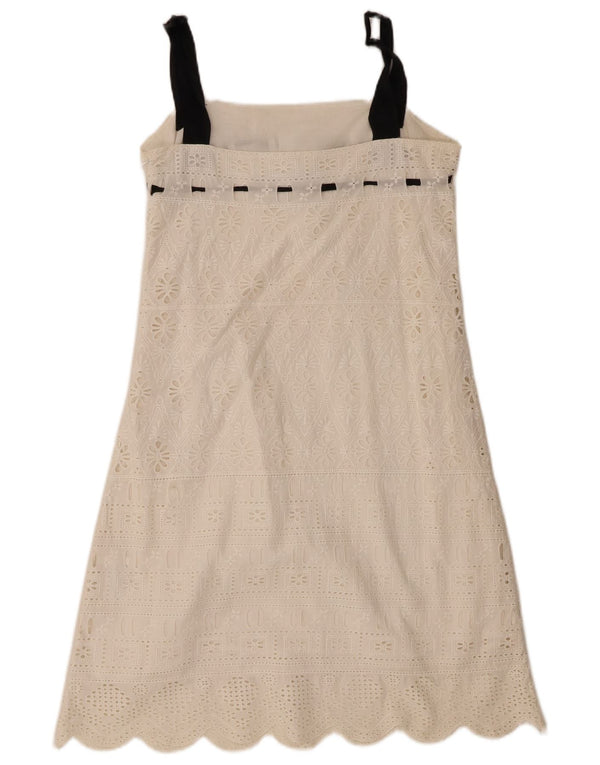 Ärmelloses A-Linien-Kleid für Damen von Zara, UK 12, Mittelweiß, Blumenmuster, Baumwolle