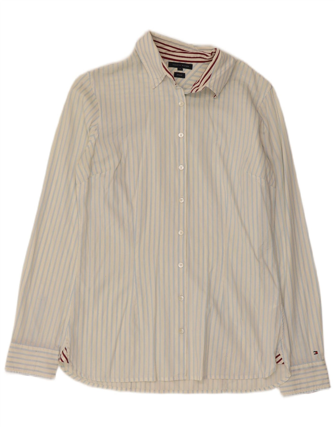 Tommy Hilfiger Damenhemd US 6 Mittelweiße Nadelstreifen-Baumwolle
