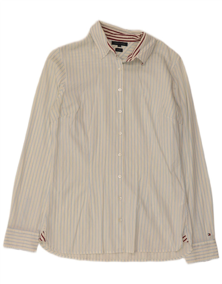 Tommy Hilfiger Damenhemd US 6 Mittelweiße Nadelstreifen-Baumwolle