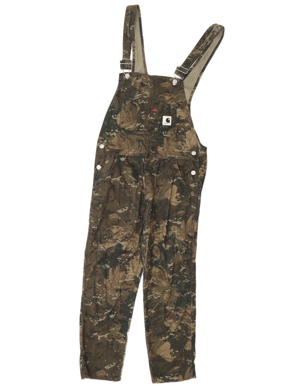 Carhartt Womens Crop Latzhose Hose Small W34 L24 Khaki Camouflage