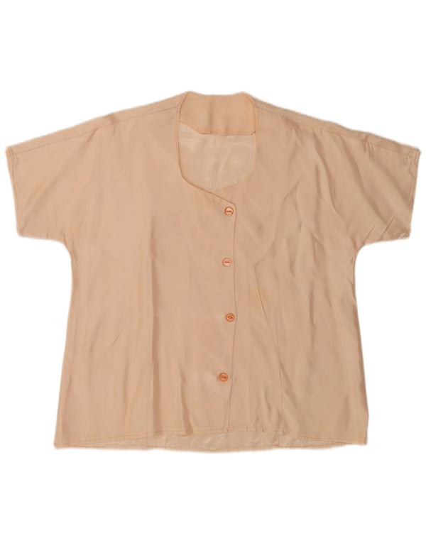 Vintage Damen Kurzarm-Hemdbluse UK 18 XL Beige