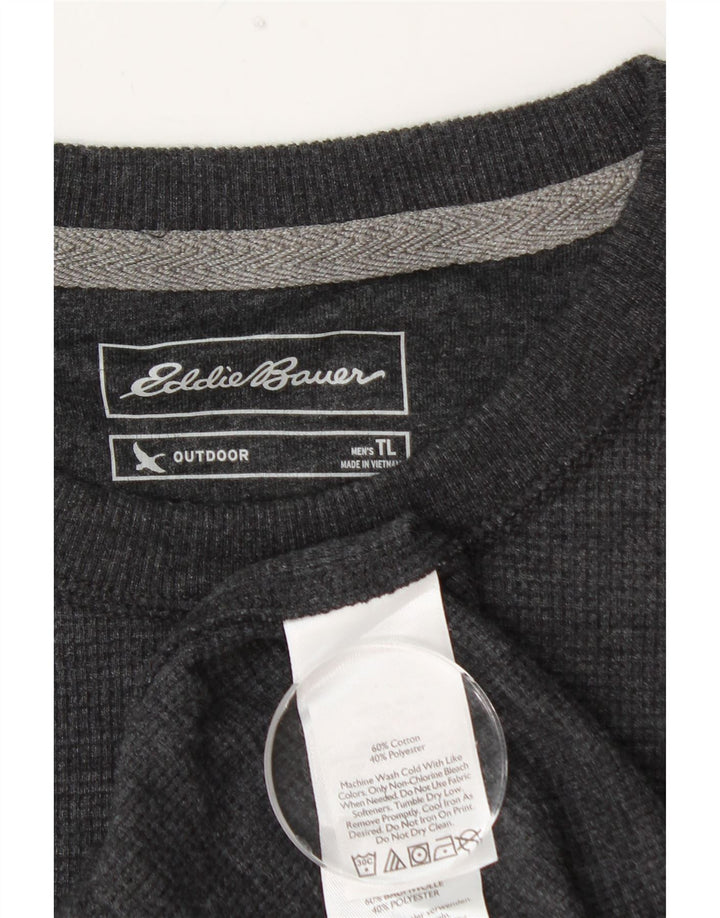 EDDIE BAUER Herren-Top, langärmelig, groß, graue Baumwolle