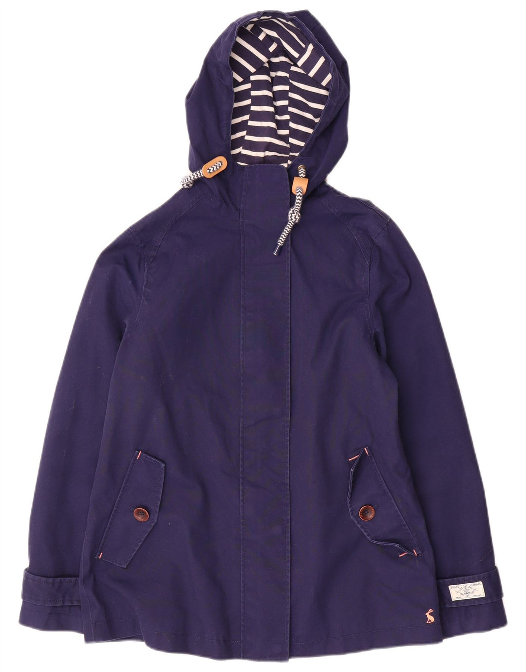 Joules Damen-Regenjacke mit Kapuze, UK 10, Größe S, Marineblau, Baumwolle