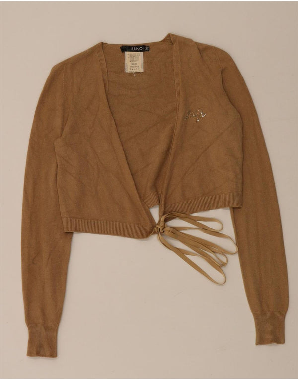 Liu Jo Damen Crop Bolero Pullover IT 46 Large Beige Viskose
