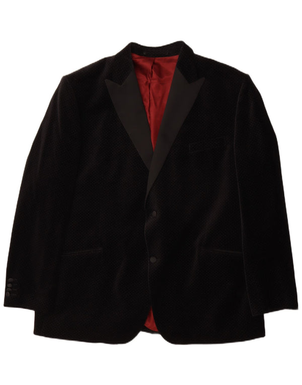 Vintage Herren-Blazer aus Samt mit 2 Knöpfen, Größe 60, 3XL, schwarz gefleckte Baumwolle