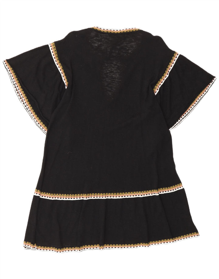 Zara Damen A-Linien-Kleid UK 16 Large Schwarze Baumwolle