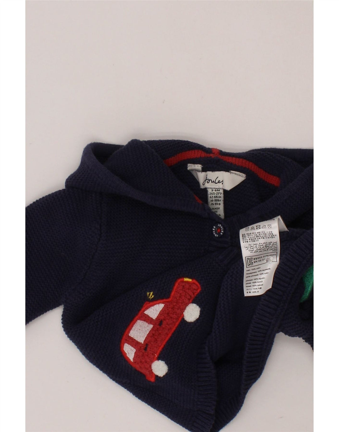 JOULES Baby-Mädchen-Cardigan mit Kapuze und Grafik, 3–6 Monate, Marineblau