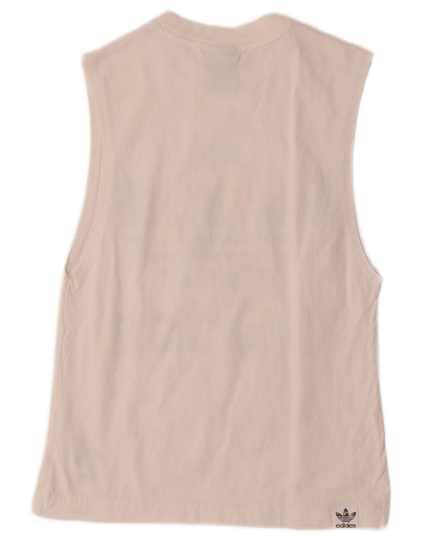 Adidas Damen Graphic Vest Top UK 10 Small Weiße Baumwolle