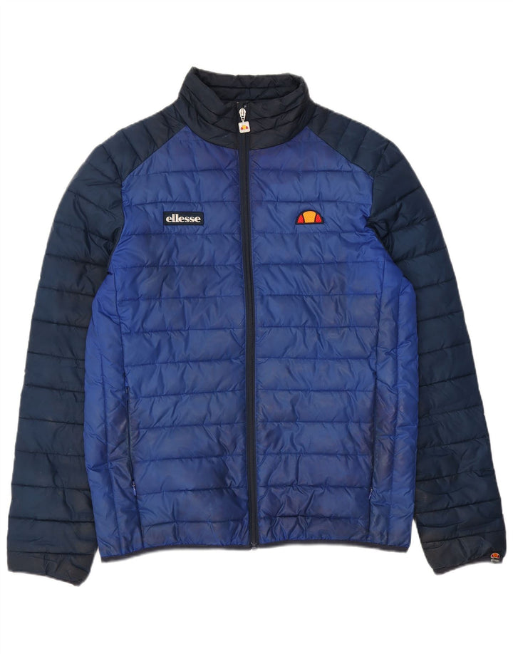 Ellesse Herren Wattierte Jacke UK 38 Mittelblaues Colourblock-Polyester