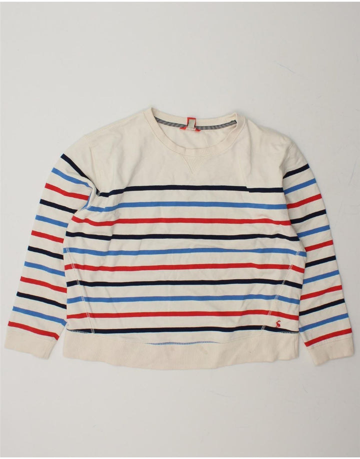 JOULES Womens Oversized Sweatshirt Jumper UK 14 Large White Striped Cotton Vintage Joules and Second-Hand Joules from Messina Hembry 