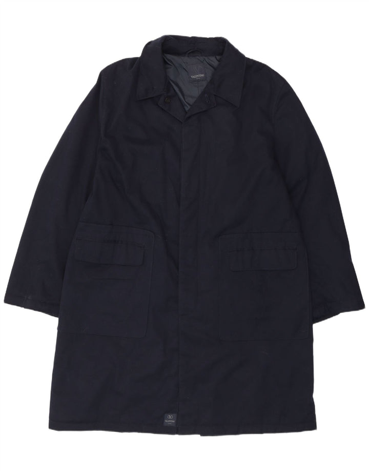 Valentino Herrenmantel IT 52 XL Marineblaues Polyester