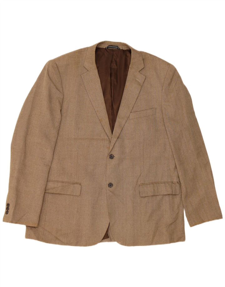 Nautica Herren-Blazer mit 2 Knöpfen, UK 48 4XL, beige, Fischgrätenmuster, Polyester