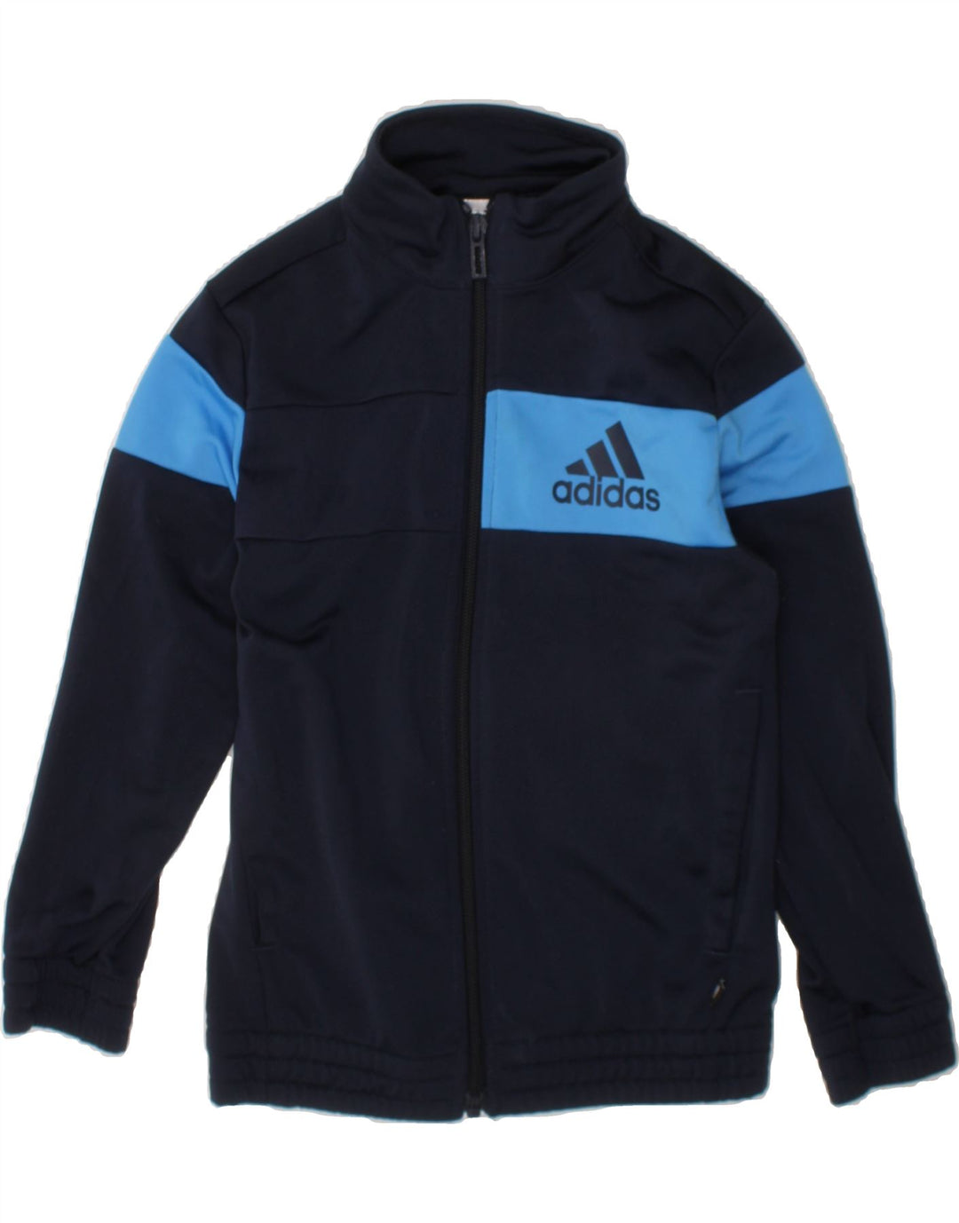 ADIDAS Boys Tracksuit Top Jacket 5-6 Years Navy Blue Colourblock Polyester Vintage Adidas and Second-Hand Adidas from Messina Hembry 