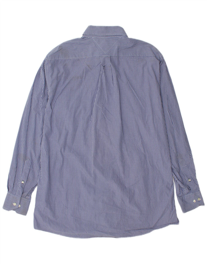 Tommy Hilfiger Herren-Hemd, groß, Größe 17, XL, blaue Gingham-Baumwolle