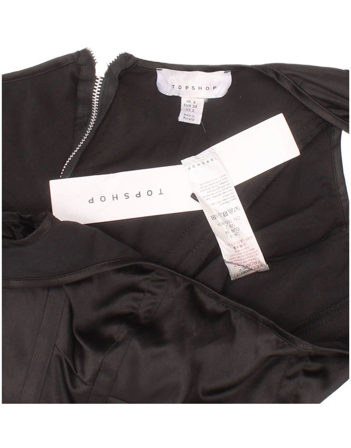Topshop Damen Crop Corset Top UK 6 XS Schwarz Polyester
