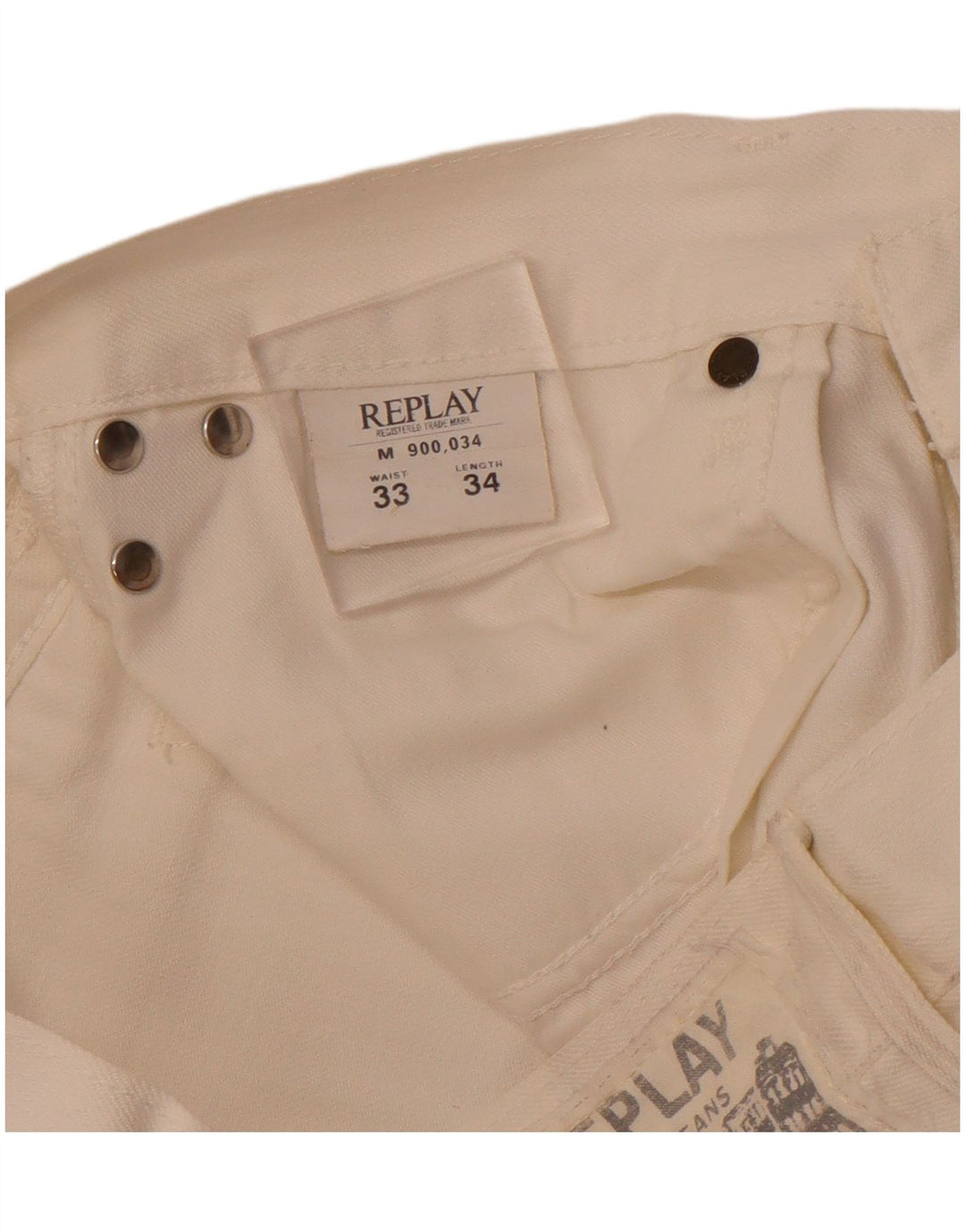 Gerade Jeans für Damen von REPLAY, W33, L28, cremefarbene Baumwolle