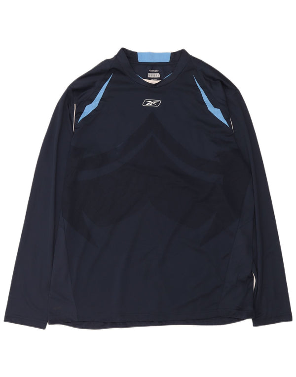 Reebok Herren Top Langarm XL Marineblau Colourblock Polyester