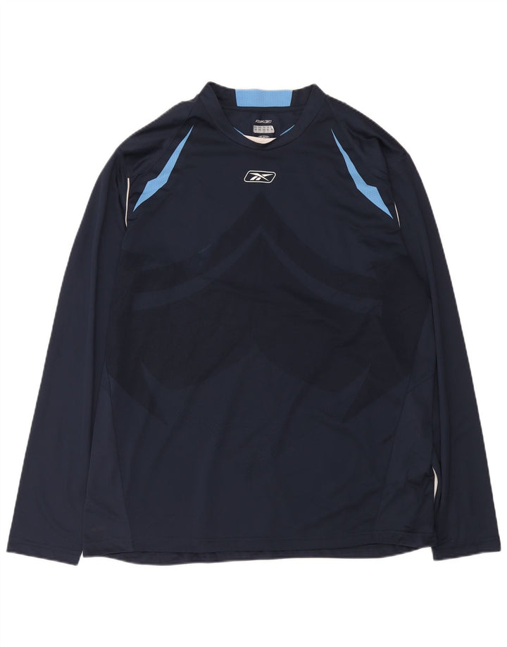 Reebok Herren Top Langarm XL Marineblau Colourblock Polyester