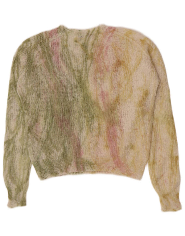 Zara Damen Crop Crew Neck Pullover Pullover UK 10 Small Mehrfarbig Tie Dye