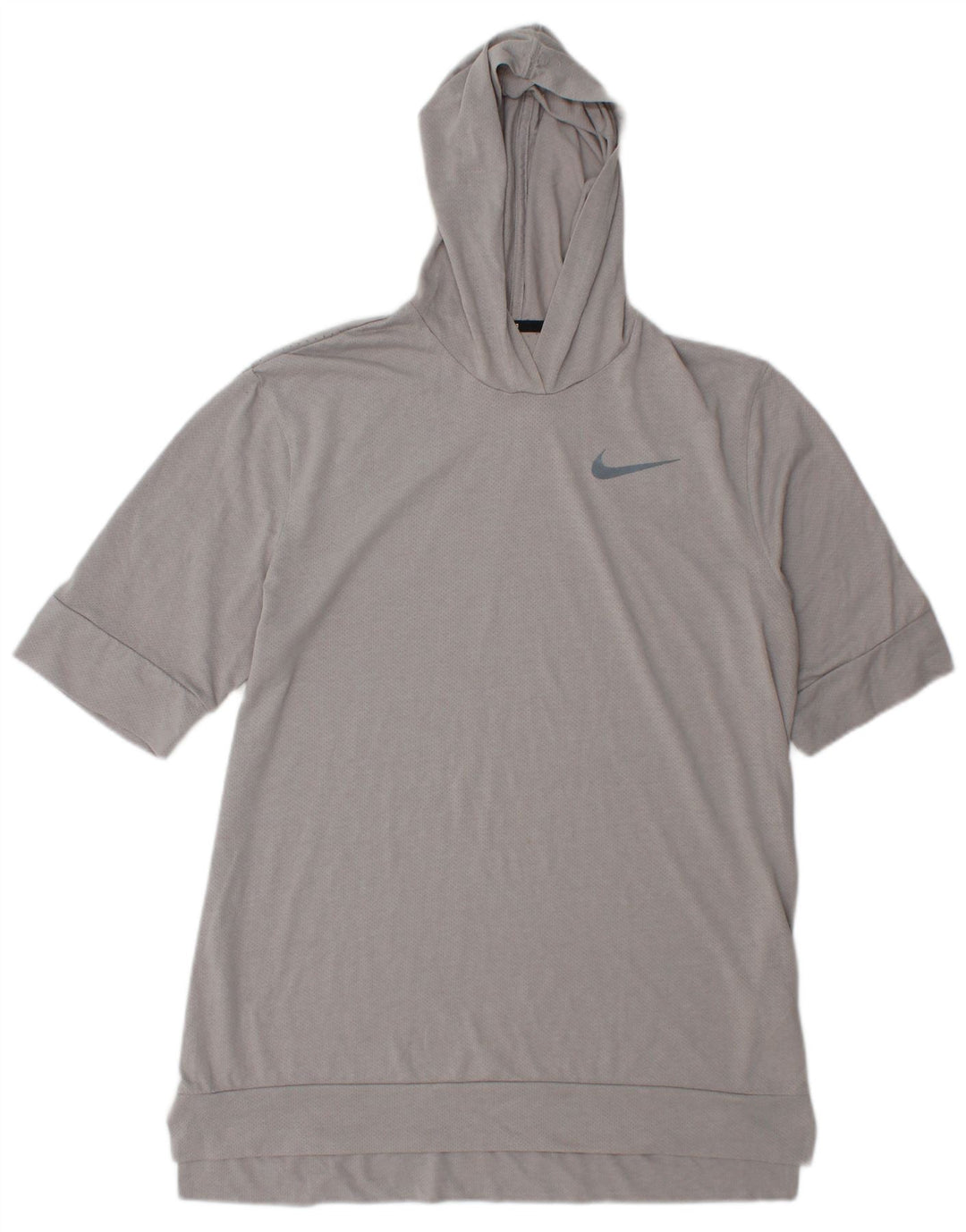 Nike Herren Dri Fit Kapuzen-T-Shirt-Oberteil aus mittelgrauem Polyester