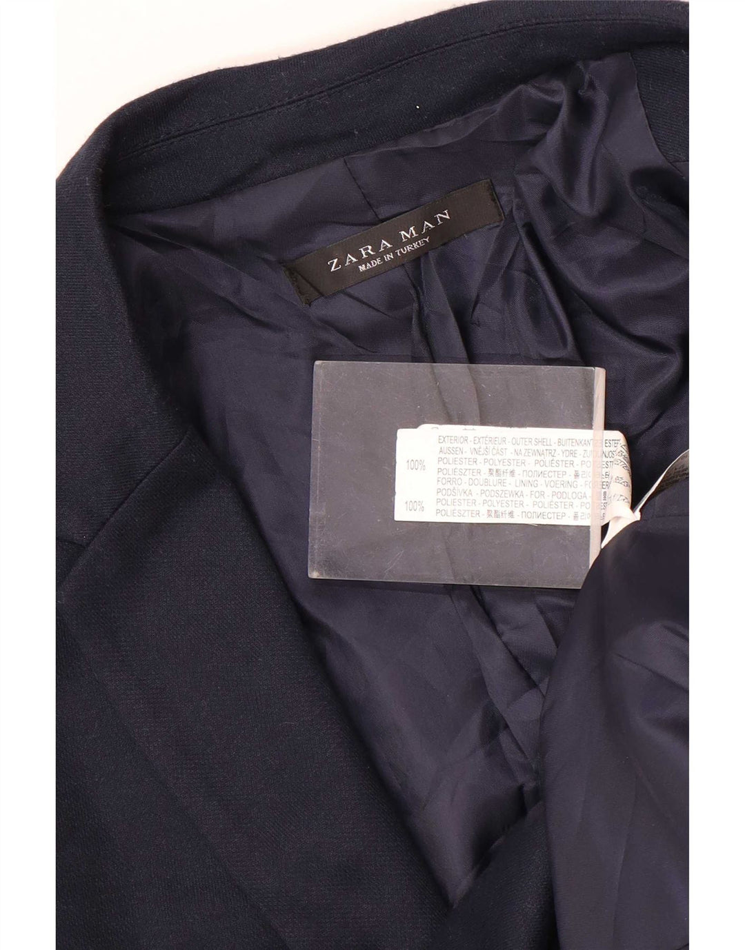 Zara Herren-Blazer mit 2 Knöpfen, UK 38, mittelmarineblau, Polyester