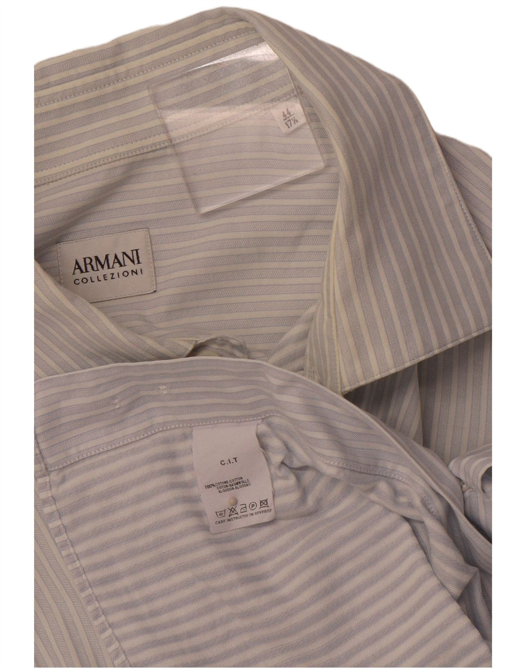 ARMANI COLLEZIONI Herrenhemd Größe 44 17 1/2 XL Blau gestreifte Baumwolle