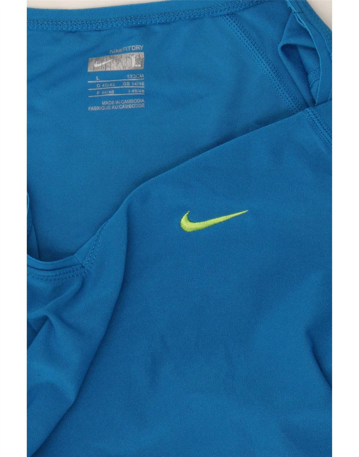 Nike Damen T-Shirt Top UK 14/16 Large Blau