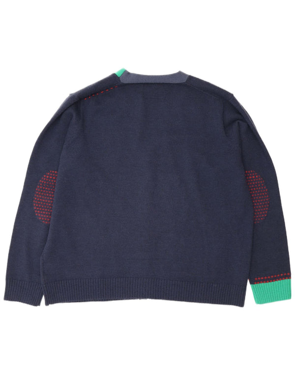 Joe Browns Mens Cardigan Sweater 2XL Navy Blue Colourblock Acrylic