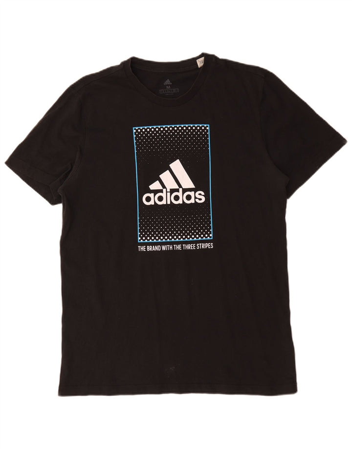 Adidas Herren T-Shirt mit drei Streifen, mittelschwarz, Baumwolle