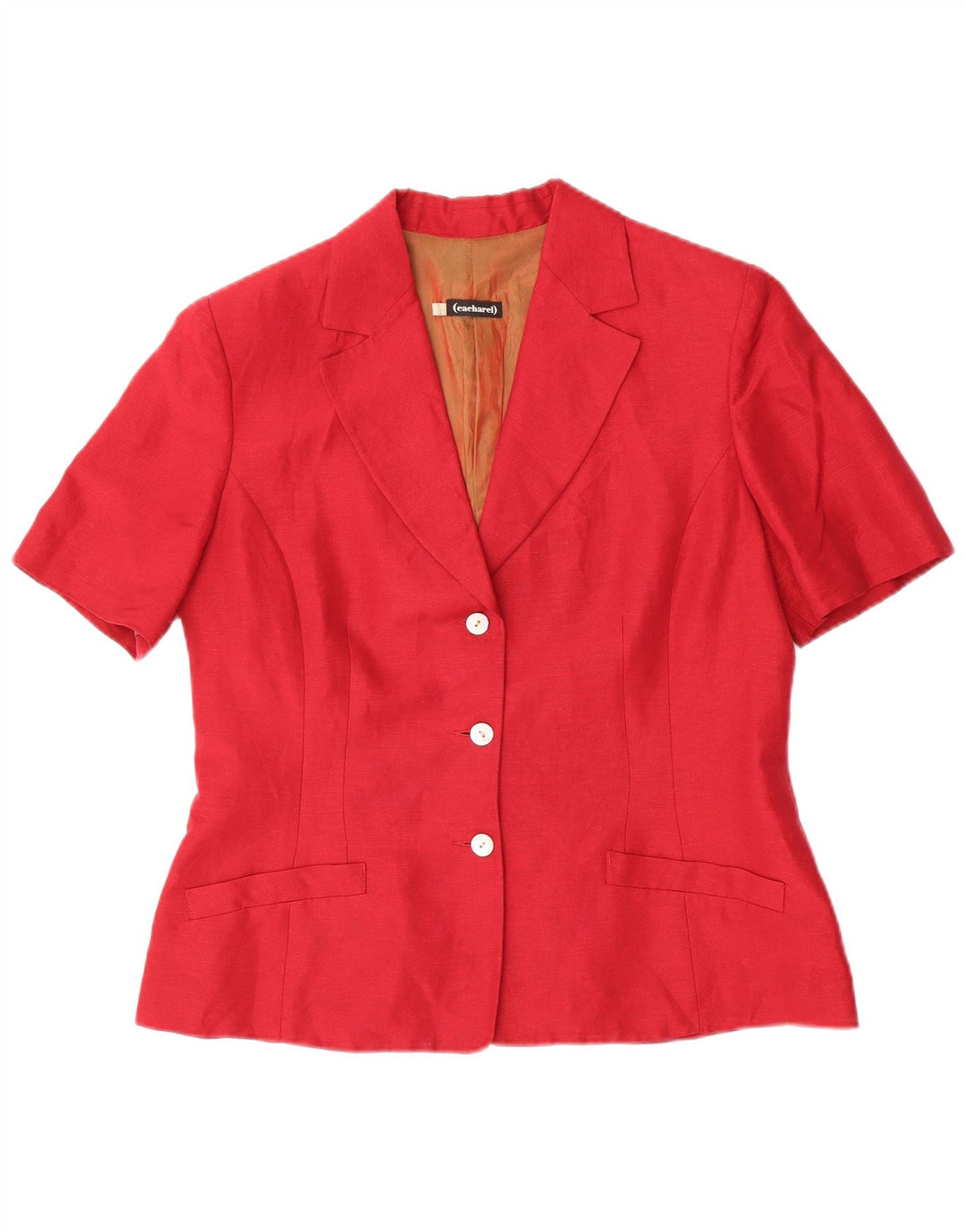 Cacharel Damen Kurzarm-Blazerjacke mit 3 Knöpfen IT 44 Mittelrot