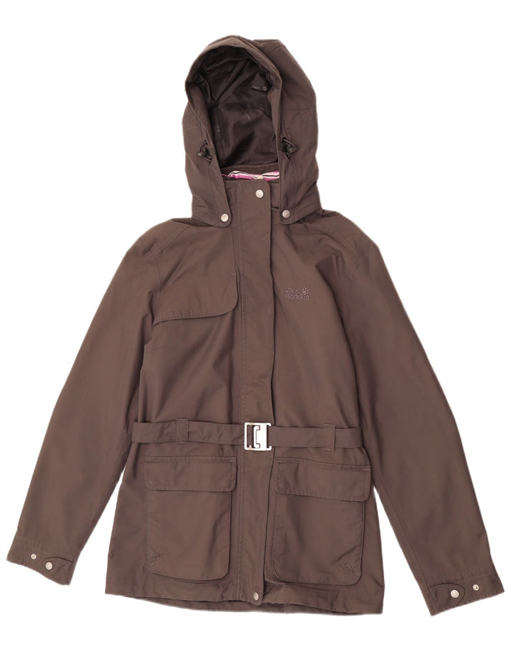 Jack Wolfskin Damen Regenjacke mit Kapuze UK 12/14 Mittelgraues Polyamid