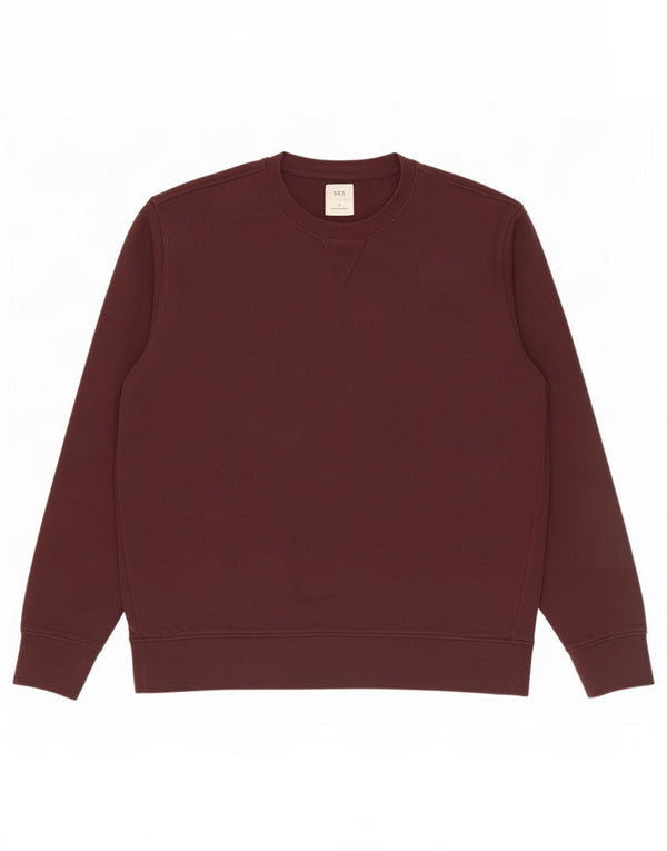 Marks & Spencer Mens Sweatshirt Jumper Large Burgundy Cotton